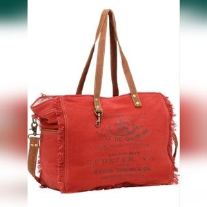 Myra Carmine Canvas & Leather Weekender Bag